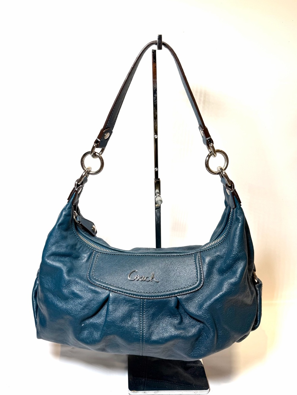 Coach Teal Ashley Leather Shoulder Bag Hobo Y2K F19761